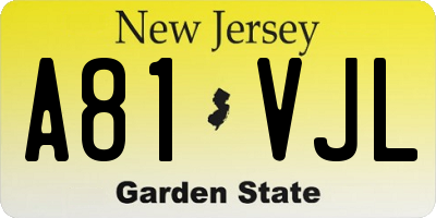 NJ license plate A81VJL