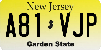 NJ license plate A81VJP