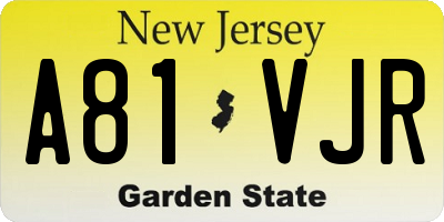 NJ license plate A81VJR