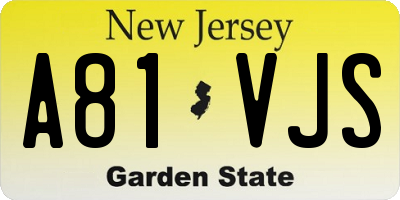 NJ license plate A81VJS