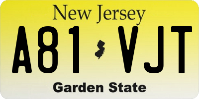 NJ license plate A81VJT
