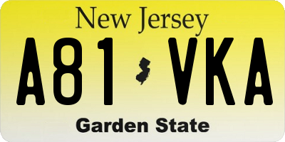 NJ license plate A81VKA