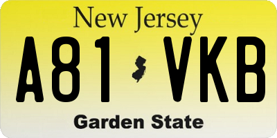 NJ license plate A81VKB