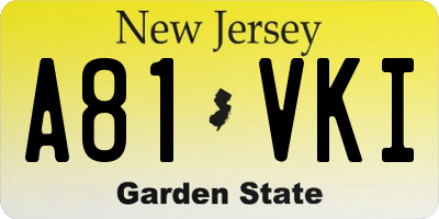 NJ license plate A81VKI