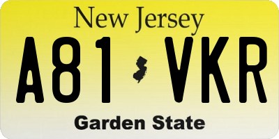 NJ license plate A81VKR
