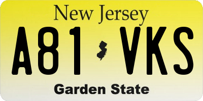 NJ license plate A81VKS