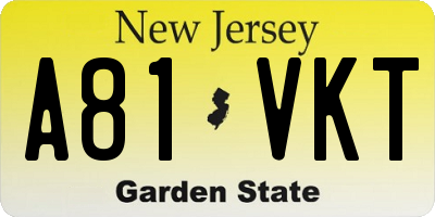 NJ license plate A81VKT