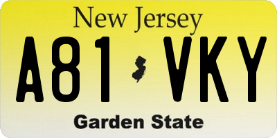 NJ license plate A81VKY