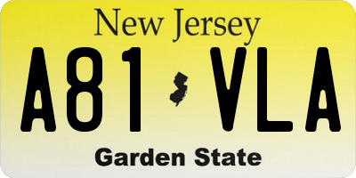 NJ license plate A81VLA