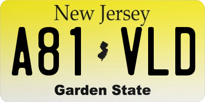 NJ license plate A81VLD