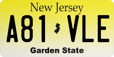 NJ license plate A81VLE