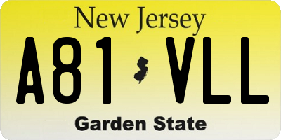 NJ license plate A81VLL