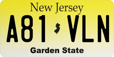 NJ license plate A81VLN