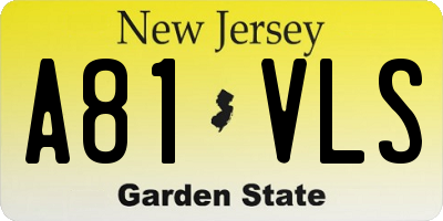NJ license plate A81VLS