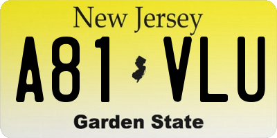 NJ license plate A81VLU