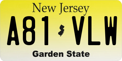 NJ license plate A81VLW
