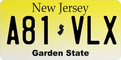 NJ license plate A81VLX