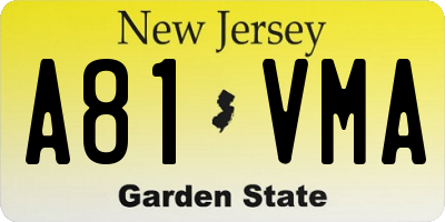 NJ license plate A81VMA