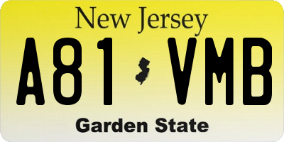 NJ license plate A81VMB