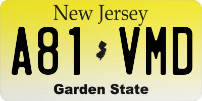NJ license plate A81VMD