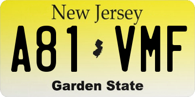 NJ license plate A81VMF