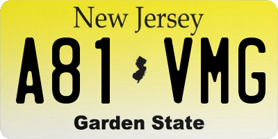 NJ license plate A81VMG
