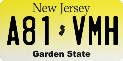 NJ license plate A81VMH