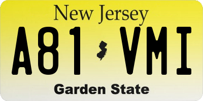 NJ license plate A81VMI