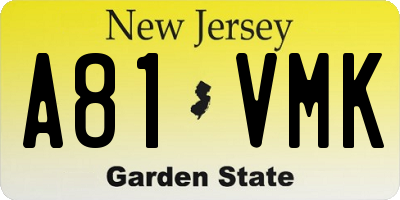 NJ license plate A81VMK