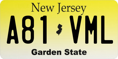 NJ license plate A81VML