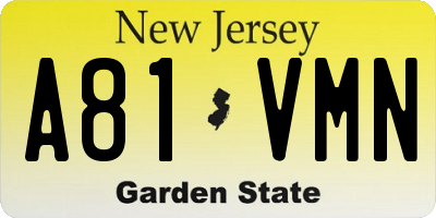 NJ license plate A81VMN