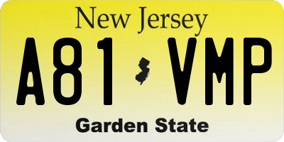 NJ license plate A81VMP