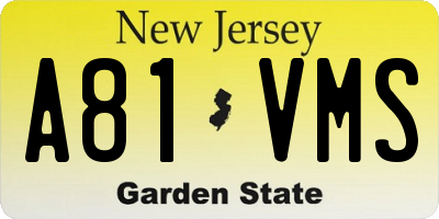 NJ license plate A81VMS