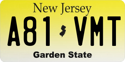 NJ license plate A81VMT