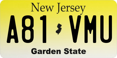 NJ license plate A81VMU