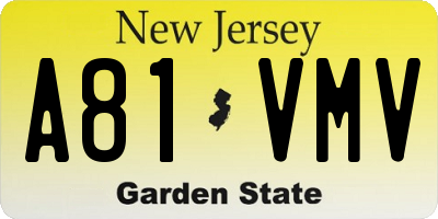 NJ license plate A81VMV
