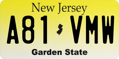 NJ license plate A81VMW