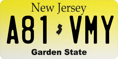 NJ license plate A81VMY