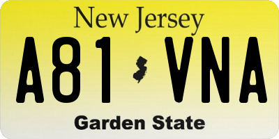 NJ license plate A81VNA