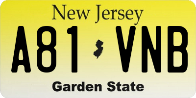 NJ license plate A81VNB
