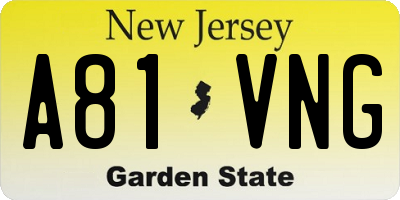 NJ license plate A81VNG
