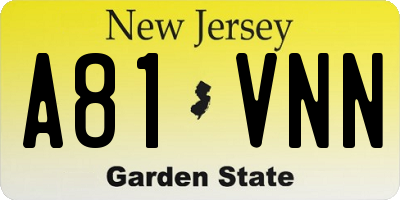 NJ license plate A81VNN