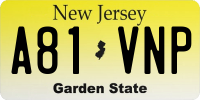 NJ license plate A81VNP