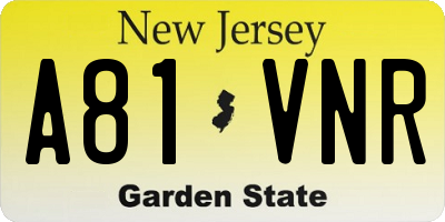 NJ license plate A81VNR
