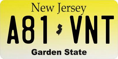 NJ license plate A81VNT