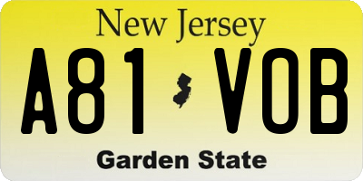 NJ license plate A81VOB
