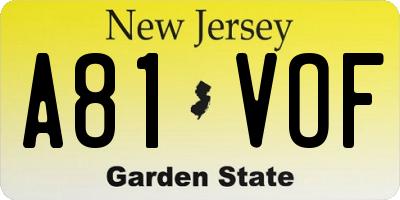 NJ license plate A81VOF