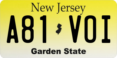NJ license plate A81VOI