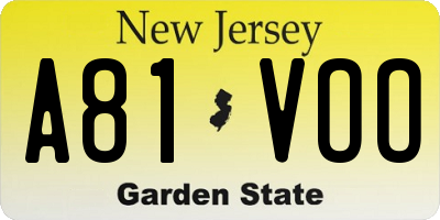 NJ license plate A81VOO