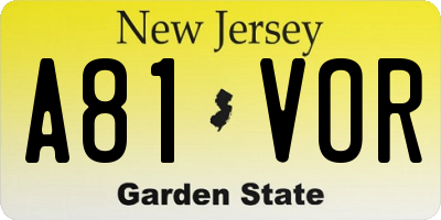 NJ license plate A81VOR